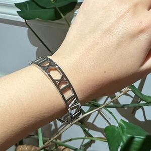 Chic Roman Numeral Silver Bracelet